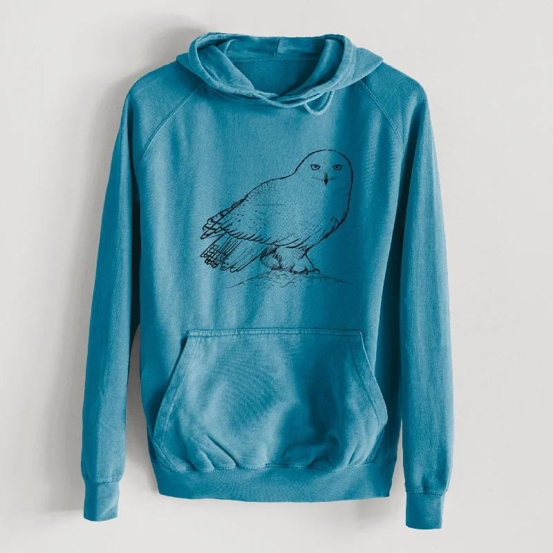 Snowy Owl - Bubo scandiacus  - Mid-Weight Unisex Vintage 100% Cotton Hoodie Cotton Hoodie Sweatshirt