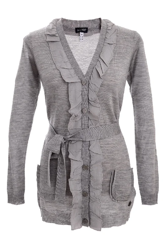 ARMANI JEANS IVA Grey Ruffled Jacket Women's lightweight jackets