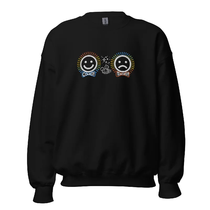 Comedy Tragedy - Embroidered Staple Unisex Crewneck Sweatshirt Soft Sweatshirts for Women Comedy Tragedy - Embroidered Staple Unisex Crewneck Sweatshirt Soft Sweatshirts for Women