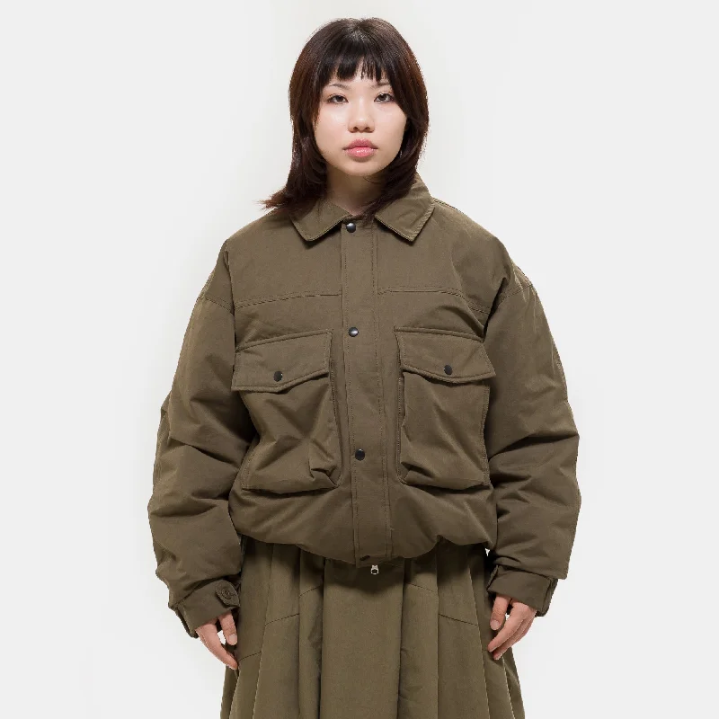 Down Pocket Jacket in Khaki Women's casual jackets