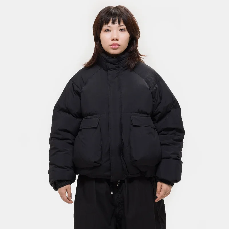 Raglan PufferJacket in Black Women's long jackets