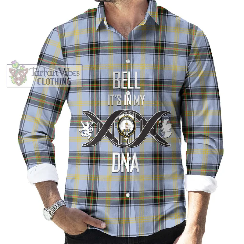 Bell Tartan Long Sleeve Button Shirt with Family Crest DNA In Me Style