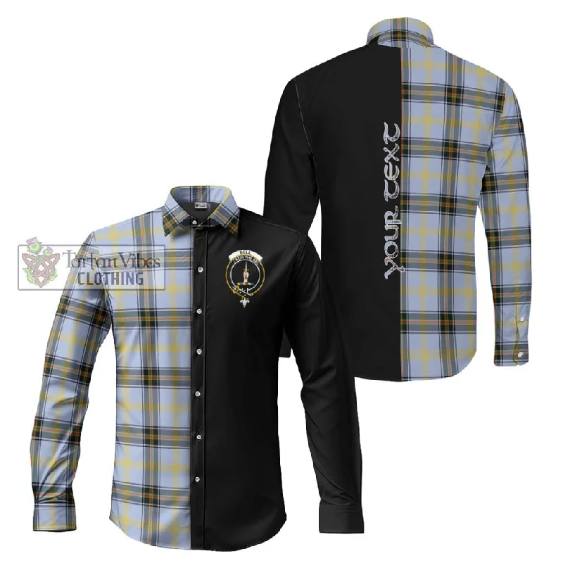 Bell Tartan Long Sleeve Button Shirt with Family Crest and Half Of Me Style
