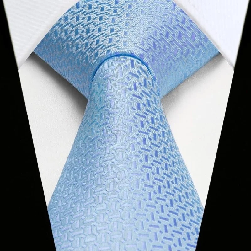 Houndstooth Tie Handkerchief Set - Z2-SKY BLUE