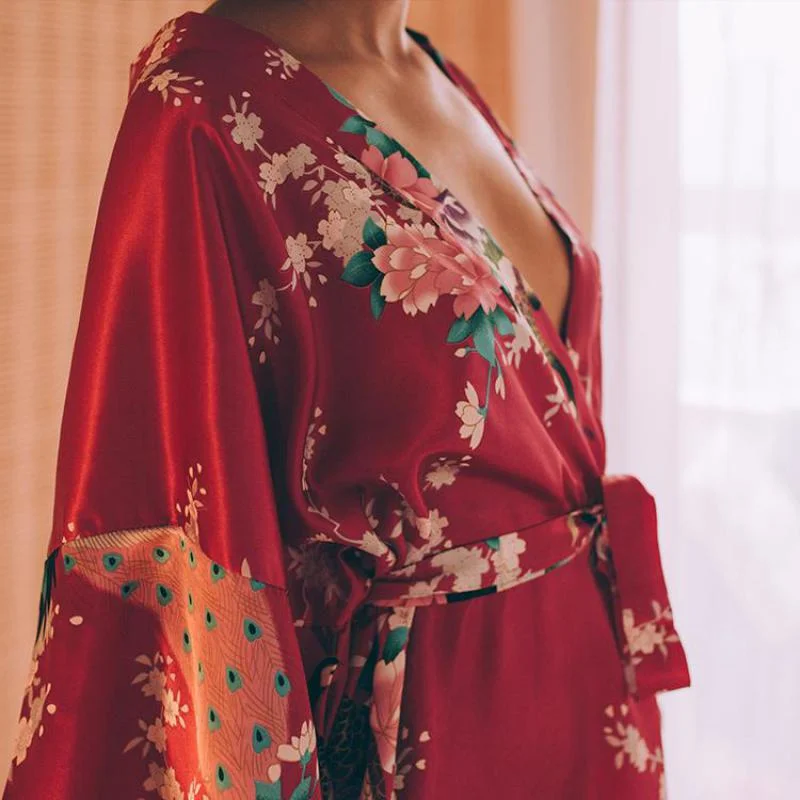 Floral Print Kimono Robe Best pajama sets for relaxing weekends