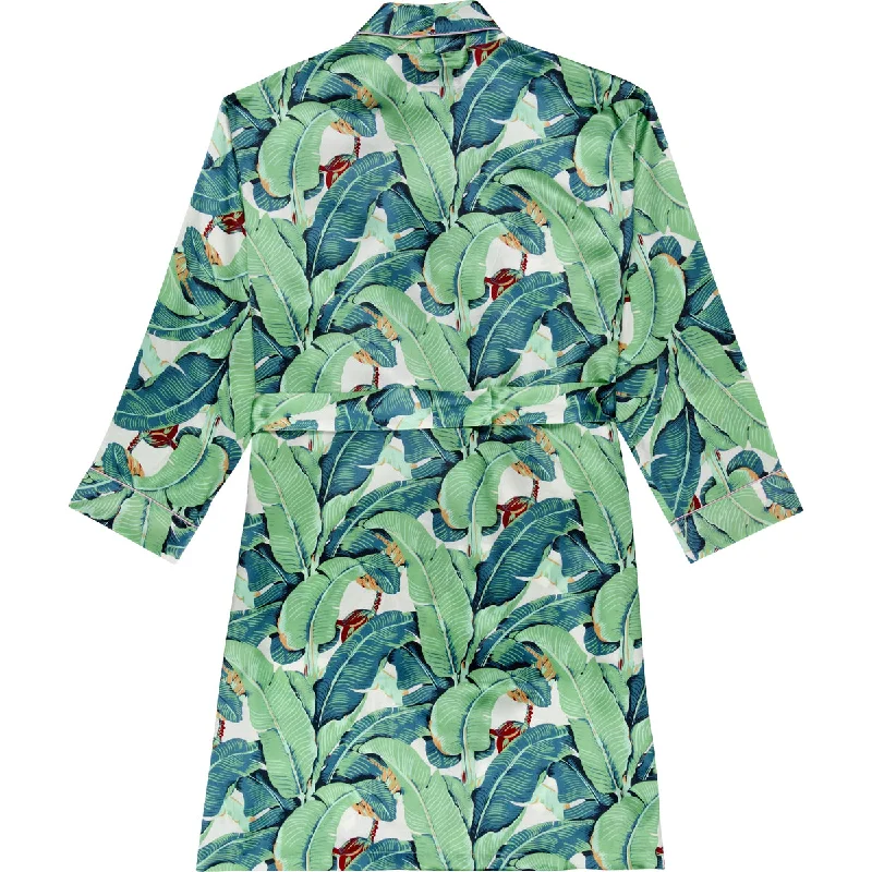 Women's Martinique® Green Banana Leaf Robe - SILK Long sleeve pajama sets