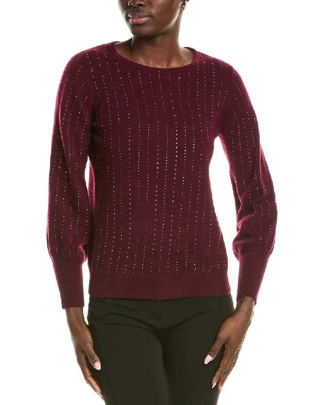 Sofiacashmere Blouson Sleeve Cashmere Sweater Warmest sweaters for extreme cold