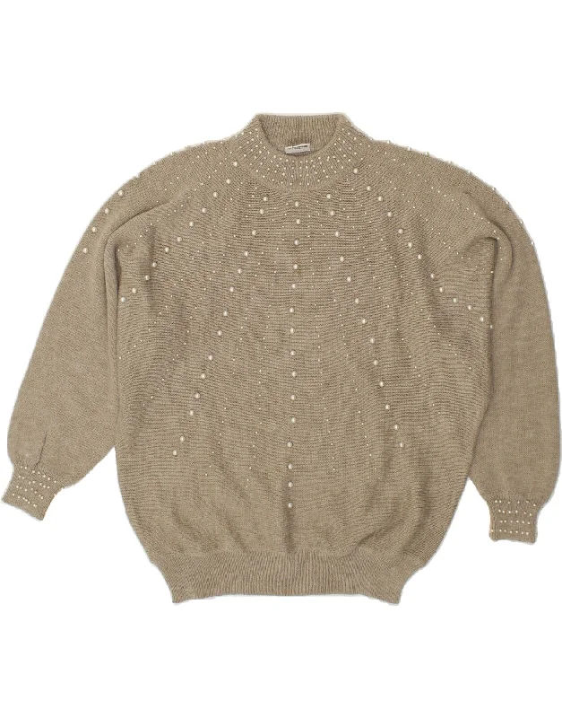 VINTAGE Womens Turtle Neck Jumper Sweater IT 46/48 Large Grey Acrylic Women's fashion sweaters sale