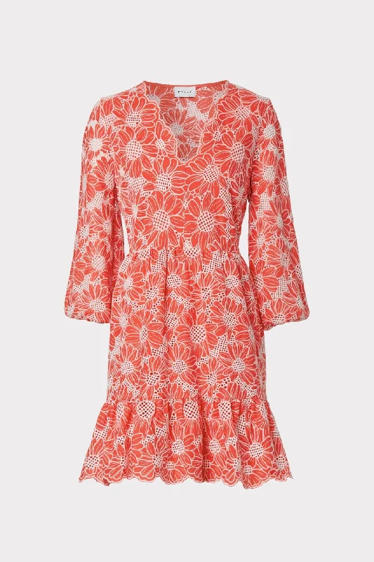 Brielle Tournesol Eyelet Dress Ruffled mini dresses