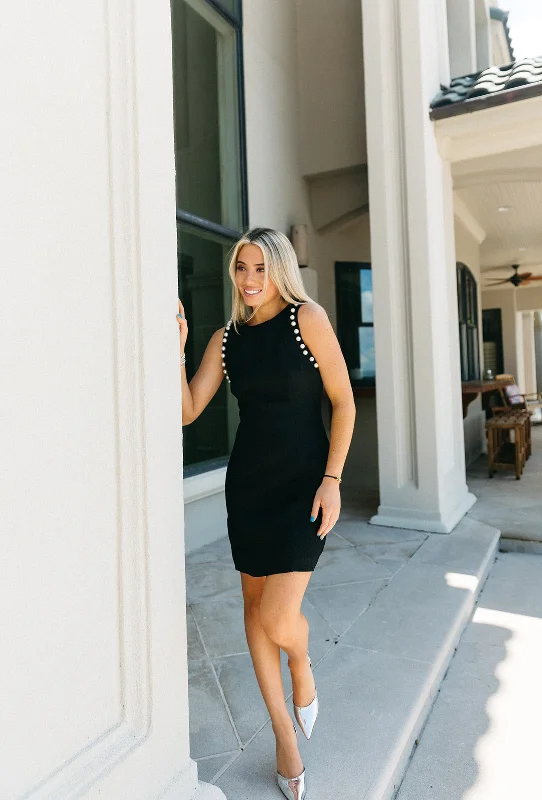 Classic Pearl Mini Dress - Black Sexy little black mini dresses
