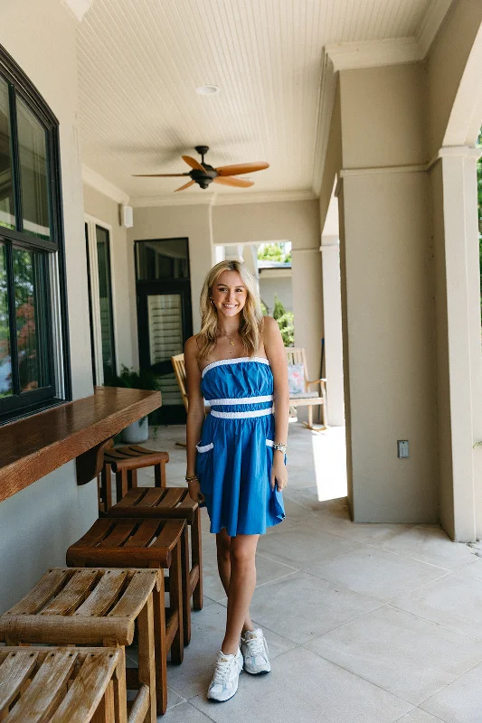 Danica Mini Dress - Blue/White Best mini dresses for curvy figures