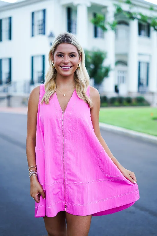 Delanie Dress - Hot Pink Chiffon mini dresses