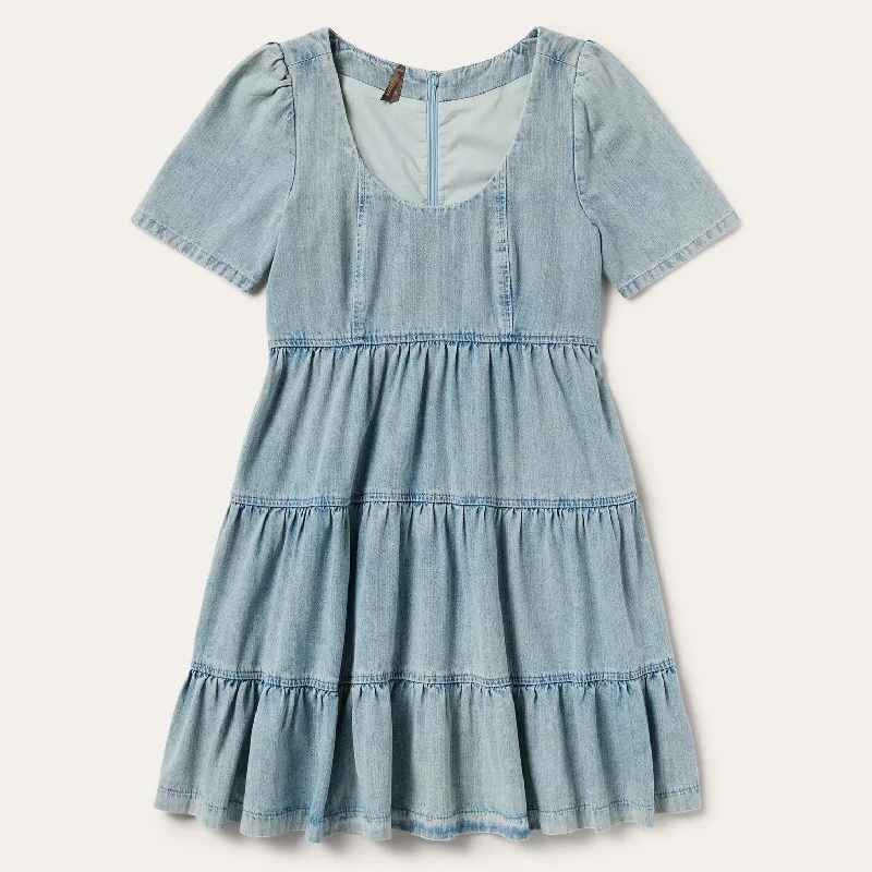 Denim Dress with Tiered Skirt Versatile mini dresses for all occasions