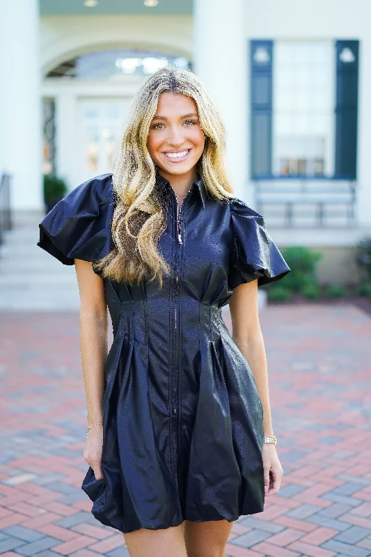 Elodie Dress - Black Leather Best mini dresses for elegant looks