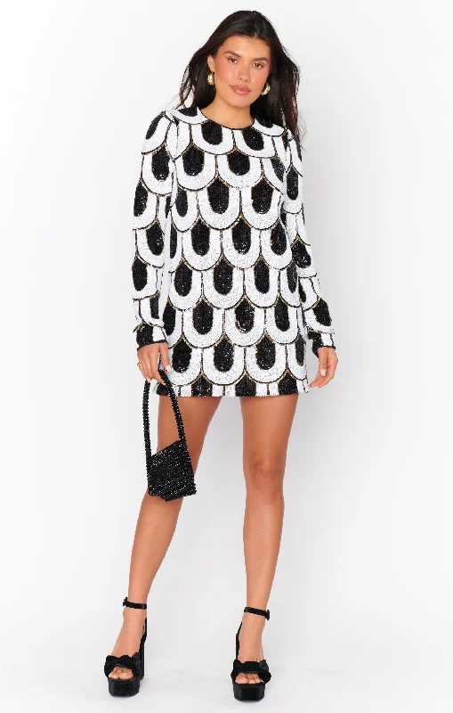Maddison Mini Dress ~ Art Deco Sequins Denim mini dresses