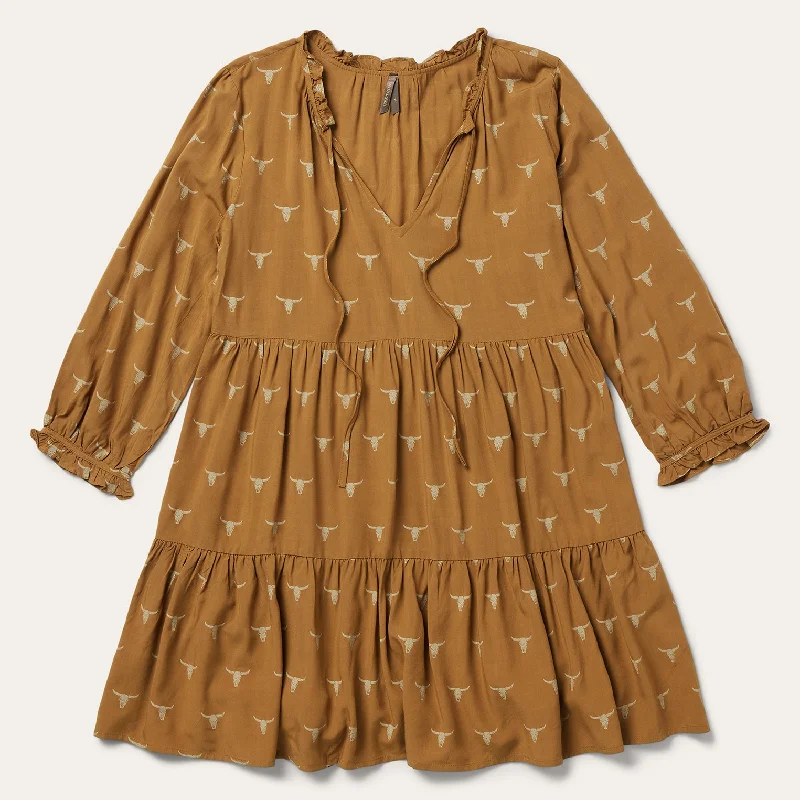 Mojave Longhorn Print Dress Tiered mini dresses