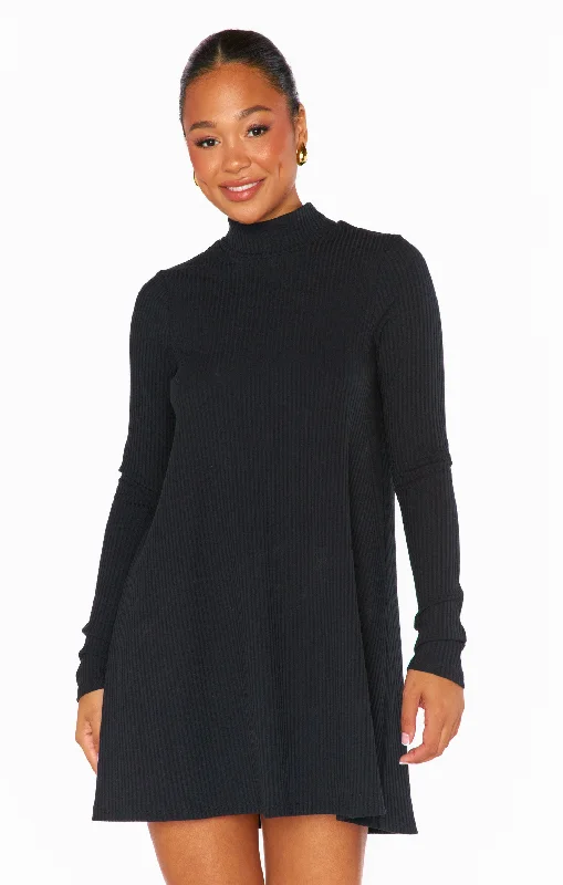 Tammy Turtleneck Dress ~ Winter Rib Black Leather mini dresses