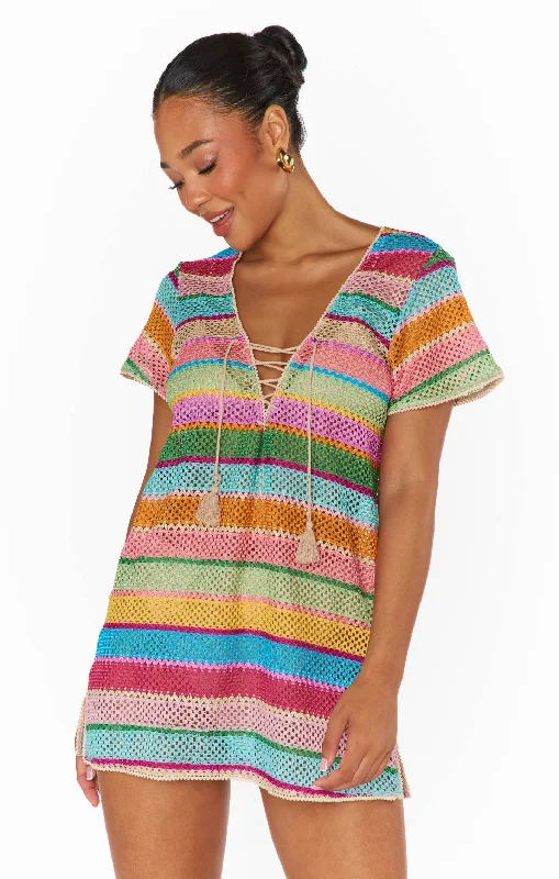 Travel Coverup ~ Multi Crochet Preppy mini dresses