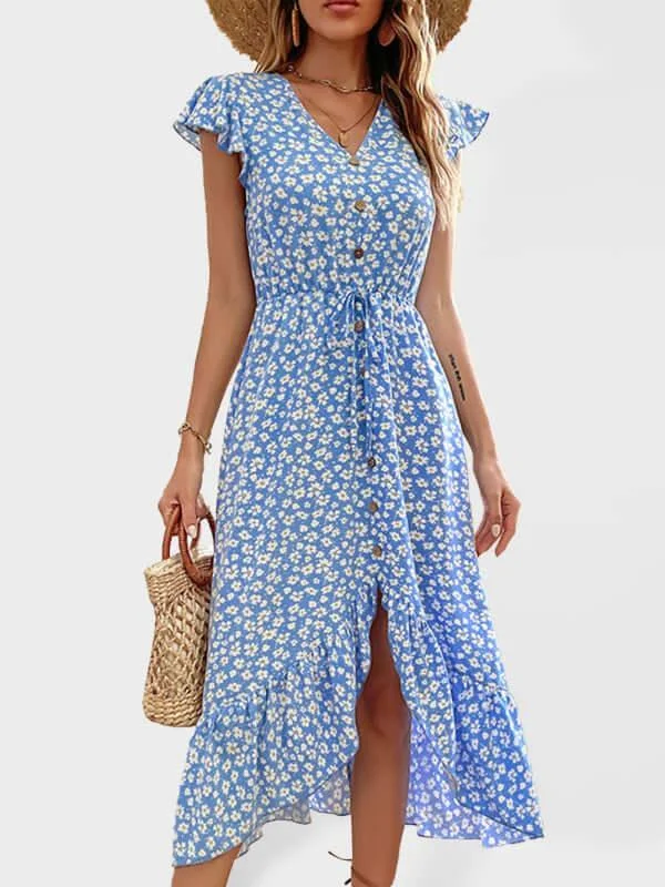 Casual V-Neck Women Midi Dress Holiday midi dresses