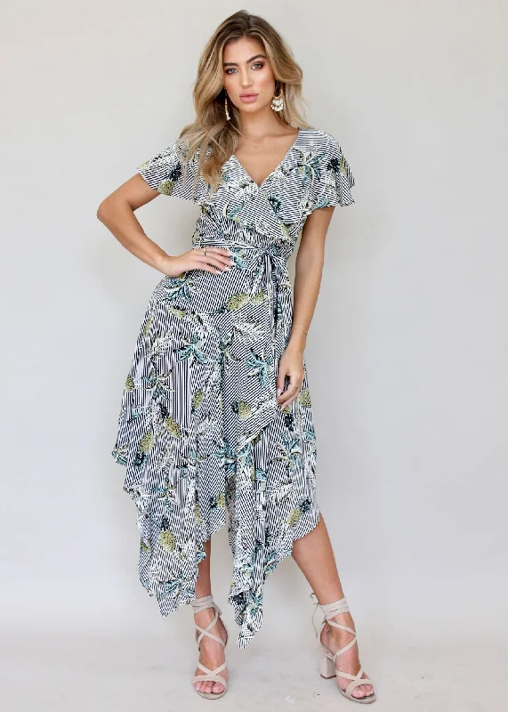 Navarro Midi Dress - Palm Stripe ASOS midi dresses