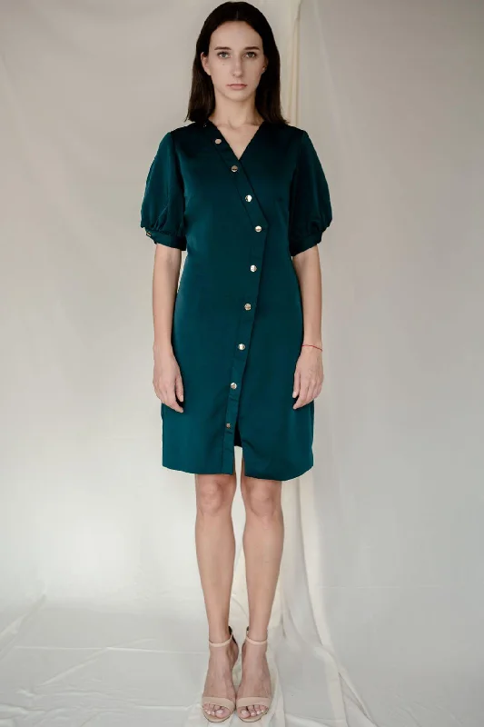 Stud Angled Dress in Green (puff) Club unclassified dresses
