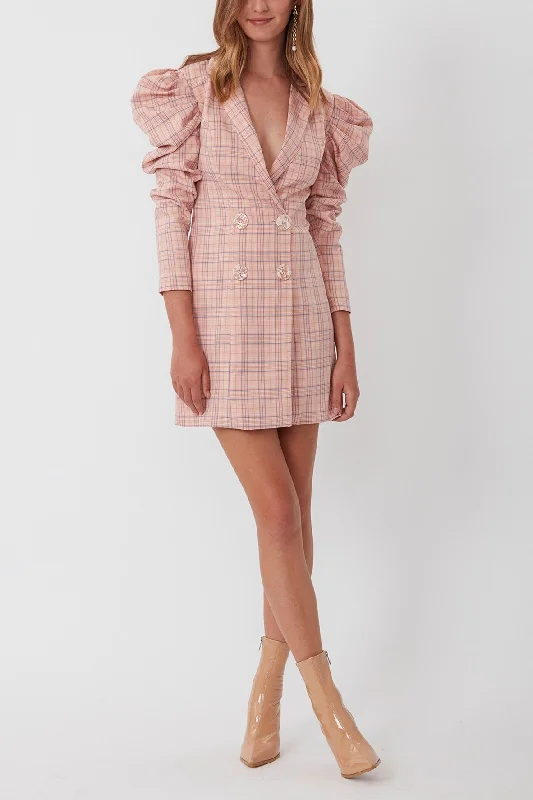 Check Mate Blazer Dress in Pink Striped unclassified dresses