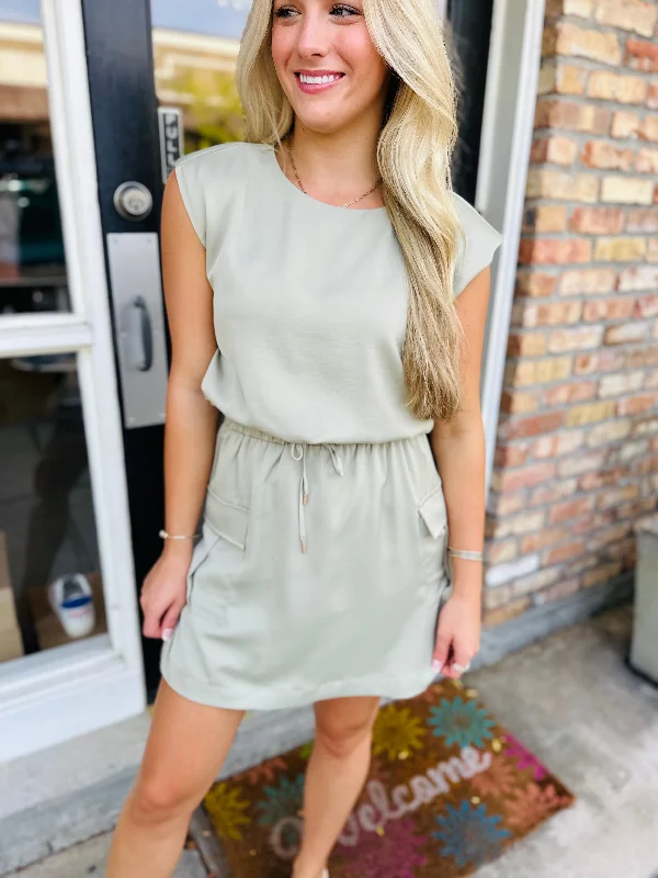 Cargo Muscle Tee Dress- Sage Date night unclassified dresses