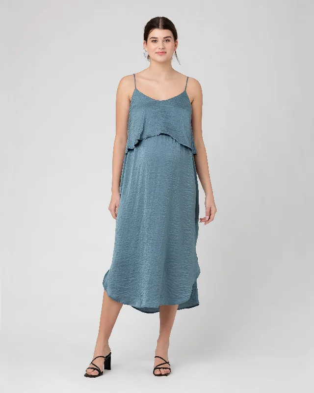 Crushed Satin Nursing Dress  Dusty Blue Sexy unclassified dresses