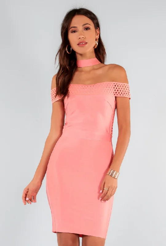 Floating Choker Off Salmon Pink Dress Printed unclassified dresses