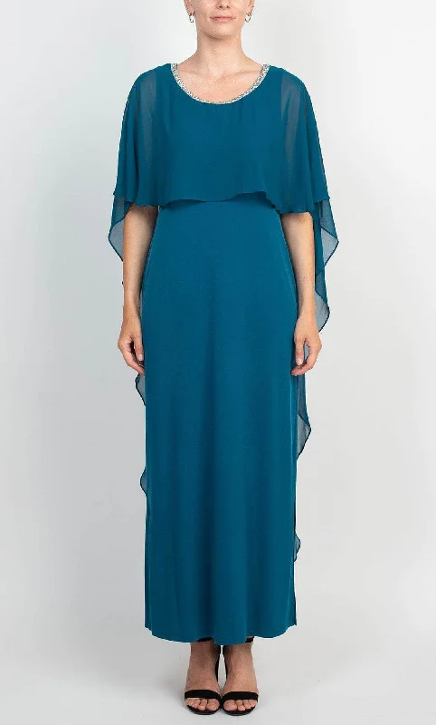Glamour GRN180L - Beaded Back Cape Dress Vintage unclassified dresses
