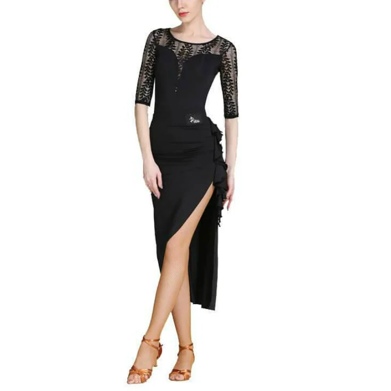 Asymmetric Round Neck 3/4 Length Sleeve Dress Trendy new unclassified dresses