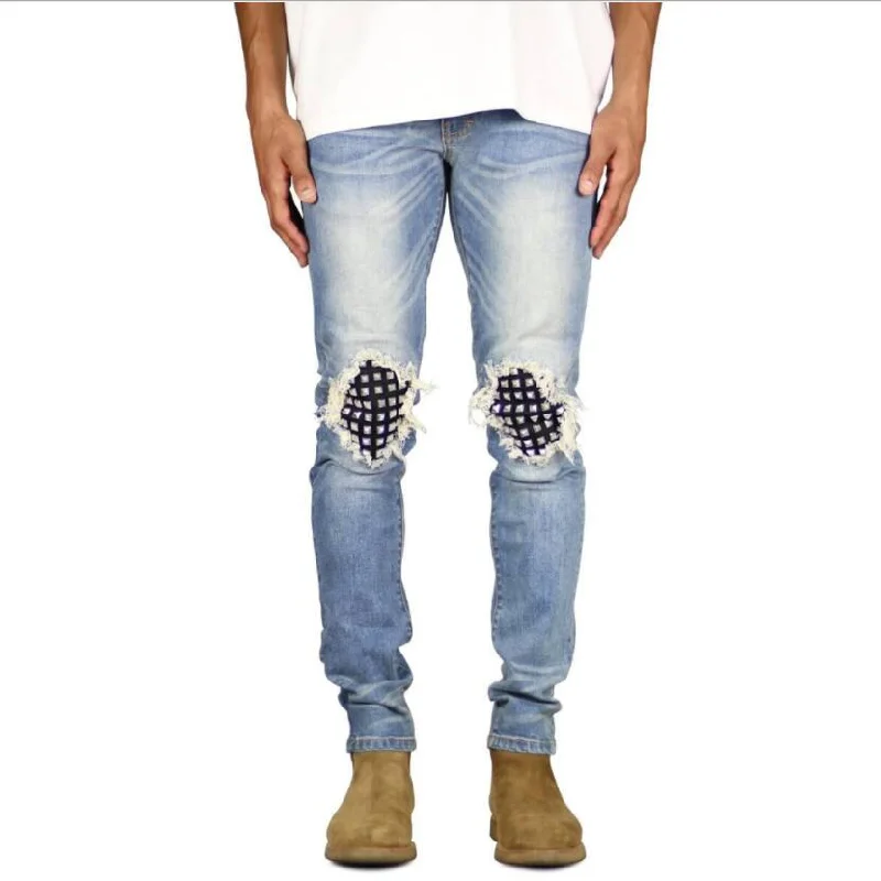 Men's Ripped Studded Knee Stretch Skinny Casual Distressed Hip Hop Men Jeans Tiered unclassified dresses Men's Ripped Studded Knee Stretch Skinny Casual Distressed Hip Hop Men Jeans Tiered unclassified dresses