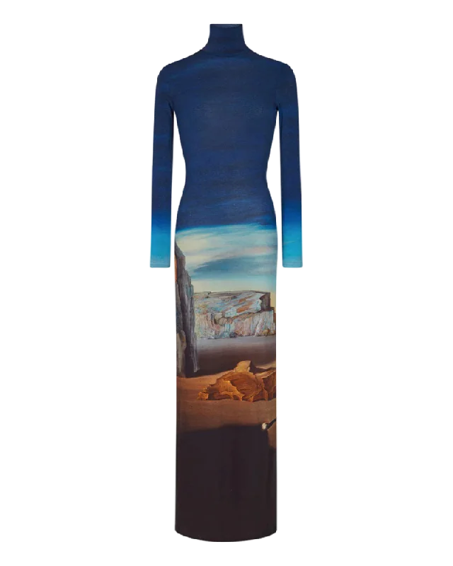 Dali Landscape Print Dress Silk unclassified dresses