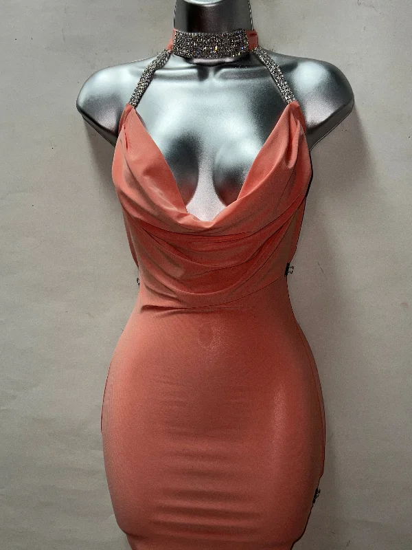 Rhinestone Peach Dress Tiered unclassified dresses
