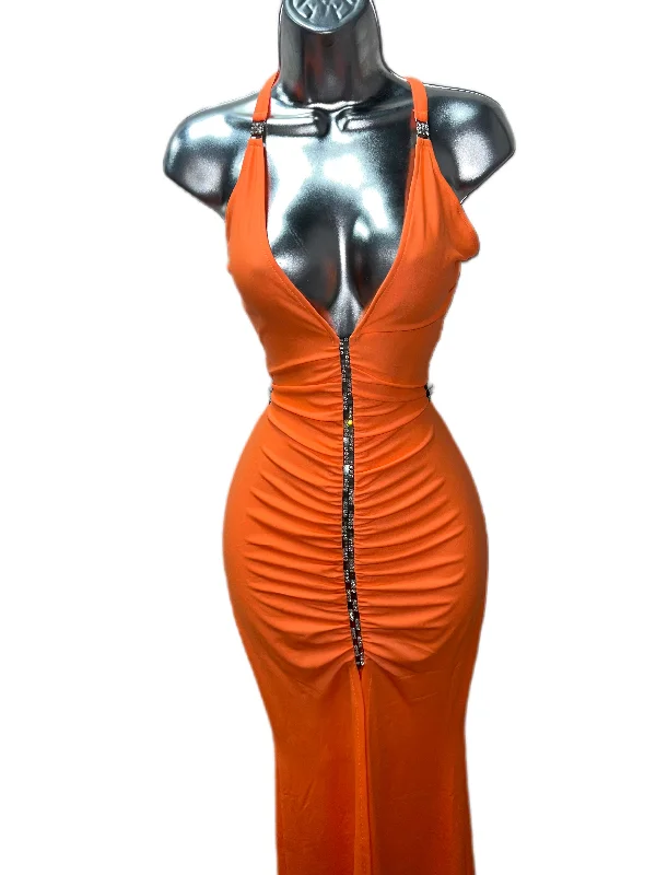 ORANGE GOWN WITH RHINESTONE High-end unclassified dresses