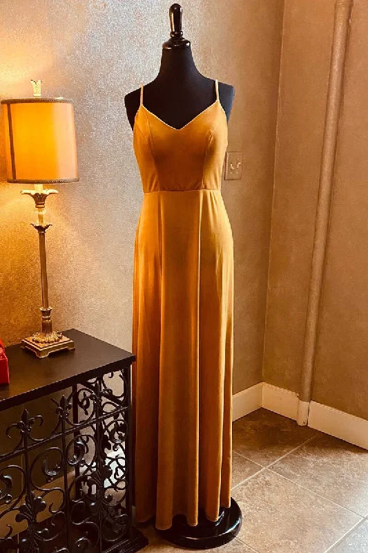 Burnt Orange Velvet Backless Long Bridesmaid Dress Embellished Maxi Skirt