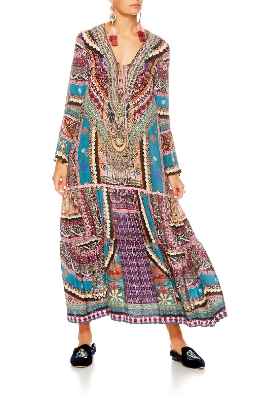LACE UP DRESS WITH TIERED HEM TIMES WE SHARE Lace Dress Look