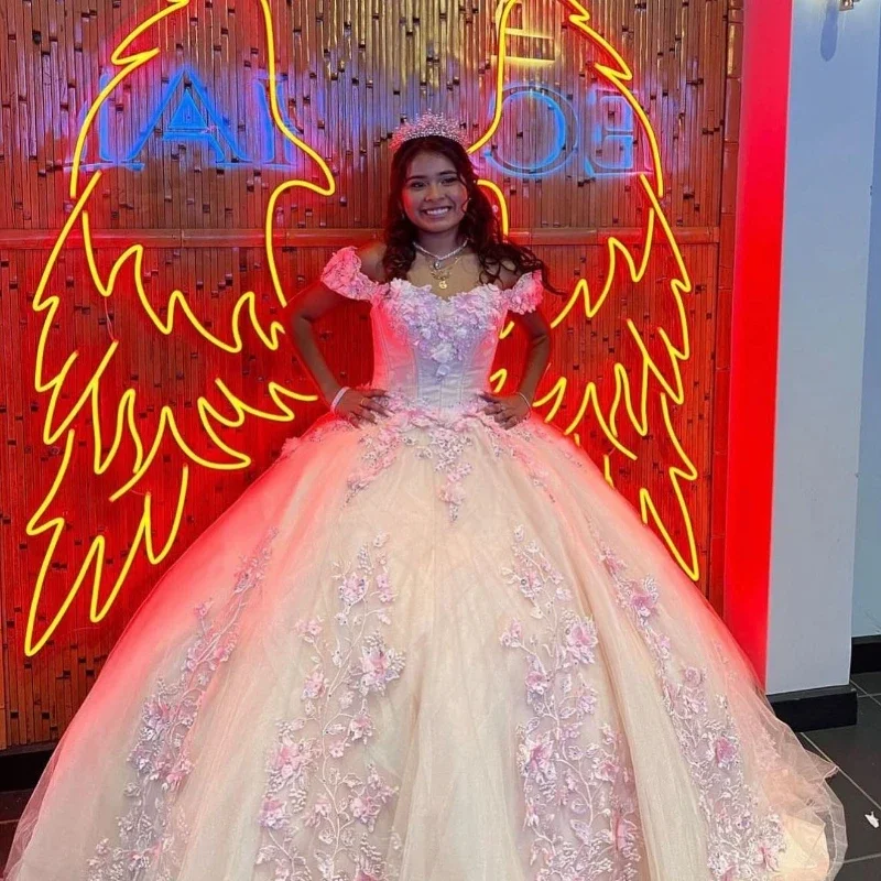 Pink Shiny Lace Ball Gown Quinceanera Dress 2024 Applique 3D Flower Beaded Sweetheart Sweet 16 Dress Lace-up Vestido 15 Años Ruffled Lace Dress Pink Shiny Lace Ball Gown Quinceanera Dress 2024 Applique 3D Flower Beaded Sweetheart Sweet 16 Dress Lace-up Vestido 15 Años Ruffled Lace Dress